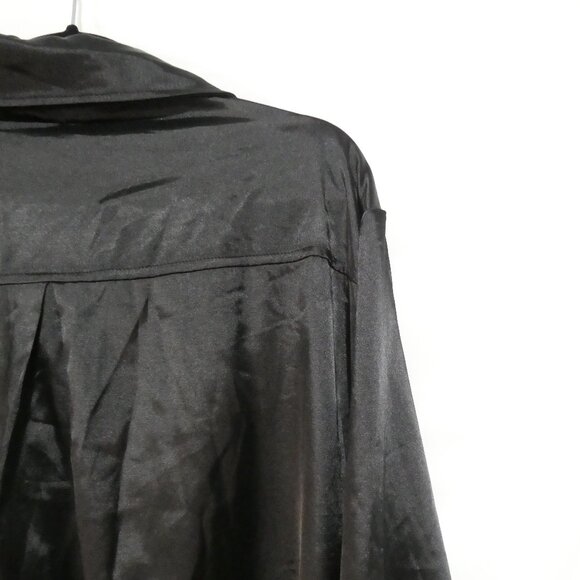 PRETTYLITTLETHING | size 18 | Elegant Black Satin Button-Up Top - Picture 11 of 14